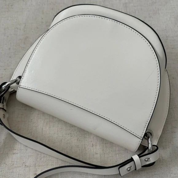 Ganni Banner Saddle Leather Off-White Crossbody Bag | One Size - Picture 6 of 17